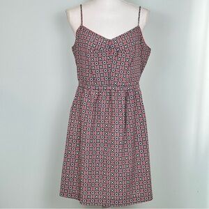 J. Crew Red and Black Patterned Mini Dress